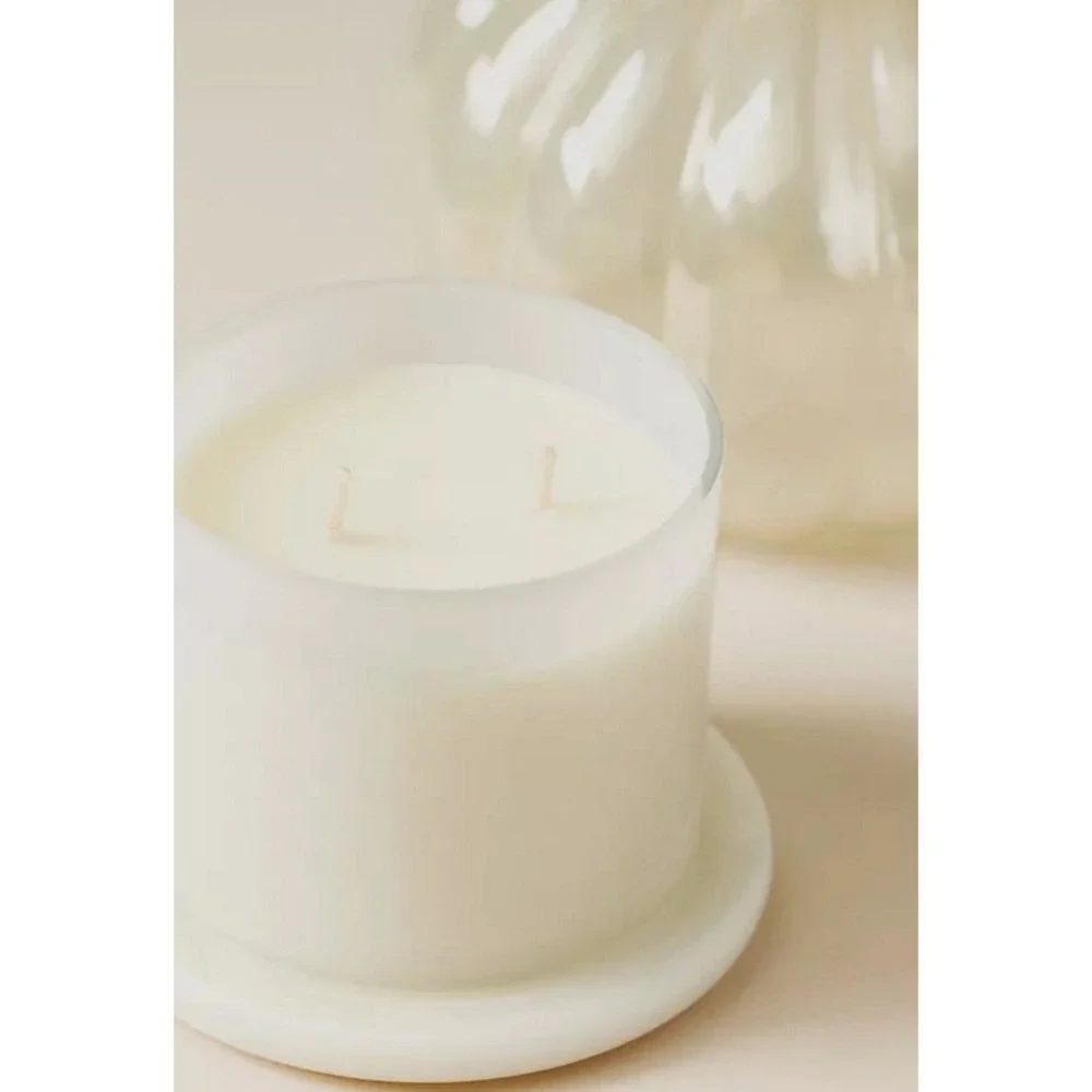 Anthropologie Cloche Glass Candle Jar Malted Pumpkin Rum Woodsy Scent Great Gift
